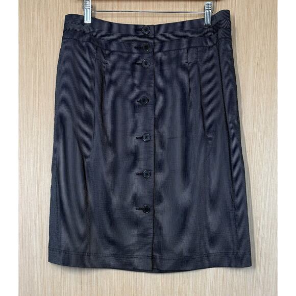 Talbots Dresses & Skirts - Vtg Talbolts Linen Blend Pinstripe Skirt Womens Size 12 Pockets Black